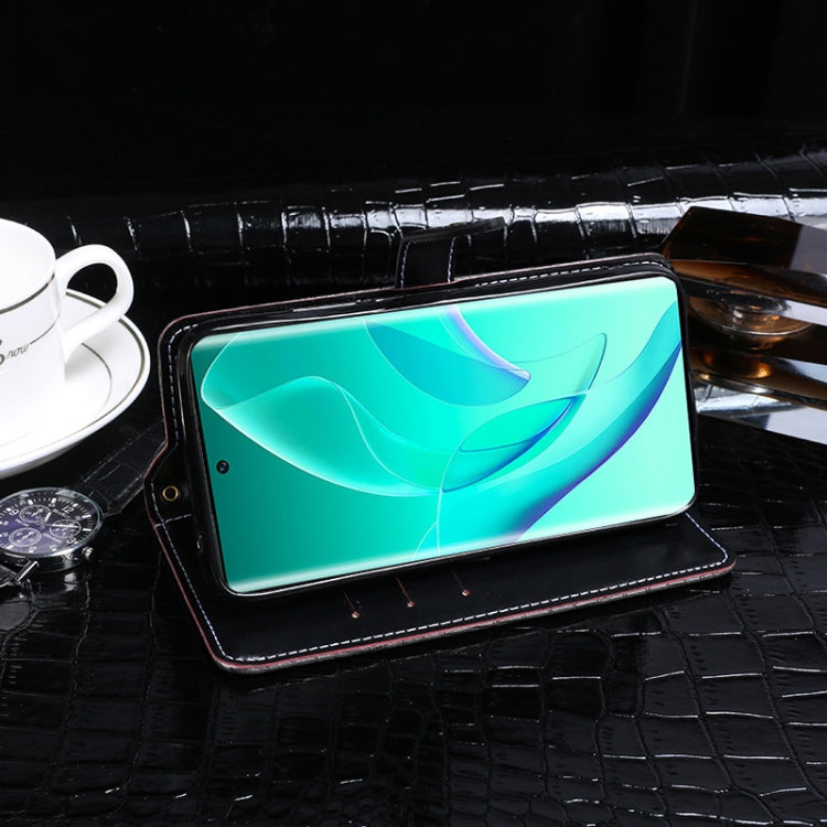 For Honor 60 idewei Crocodile Texture Leather Phone Case(Black) by idewei