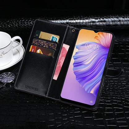 For Tecno Spark 8 idewei Crocodile Texture Leather Phone Case(Dark Blue) by idewei