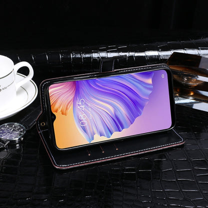 For Tecno Spark 8 idewei Crocodile Texture Leather Phone Case(Dark Blue) by idewei