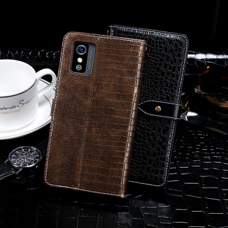 For ZTE Blade L9 idewei Crocodile Texture Leather Phone Case(Dark Blue) by idewei