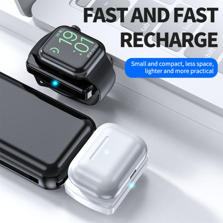 JJT-997 Type-C Interface Earphone and Watch Double-sided Wireless Charger for AirPods & iWatch(Black) by bashfashion