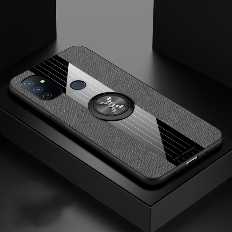 For OnePlus Nord N100 XINLI Stitching Cloth Texture TPU Phone Case with Ring Holder(Grey) by XINLI