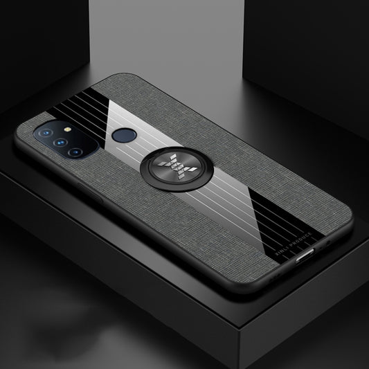 For OnePlus Nord N100 XINLI Stitching Cloth Texture TPU Phone Case with Ring Holder(Grey) by XINLI