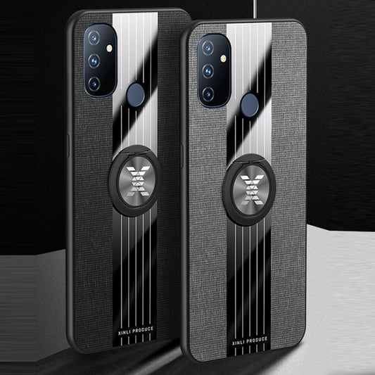 For OnePlus Nord N100 XINLI Stitching Cloth Texture TPU Phone Case with Ring Holder(Grey) by XINLI