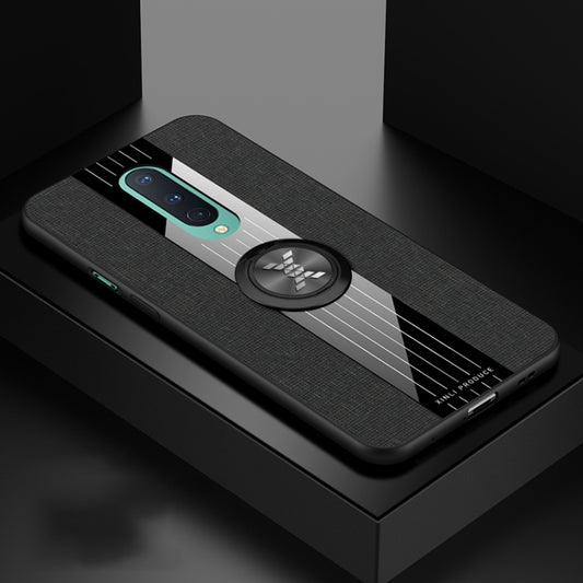 For OnePlus 8 XINLI Stitching Cloth Texture TPU Phone Case with Ring Holder(Black) by XINLI