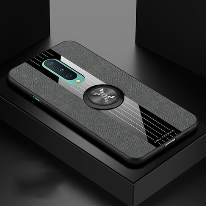 For OnePlus 8 XINLI Stitching Cloth Texture TPU Phone Case with Ring Holder(Grey) by XINLI