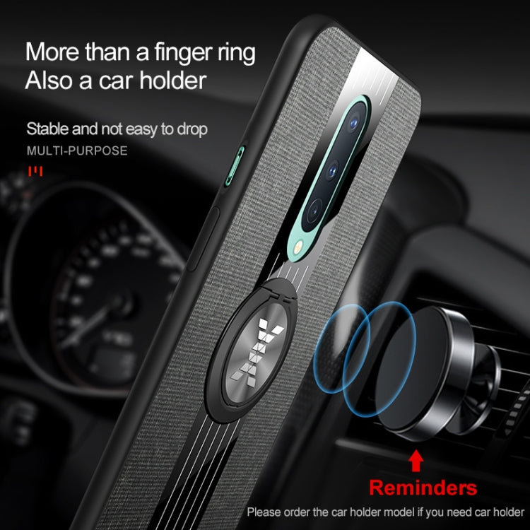 For OnePlus 8 XINLI Stitching Cloth Texture TPU Phone Case with Ring Holder(Grey) by XINLI