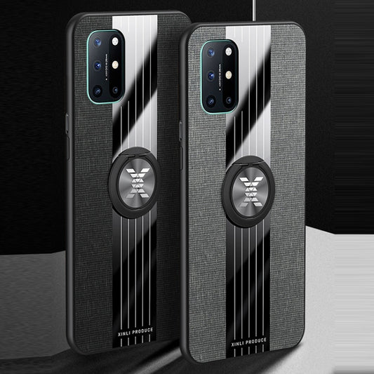 For OnePlus 8T XINLI Stitching Cloth Texture TPU Phone Case with Ring Holder(Black) by XINLI