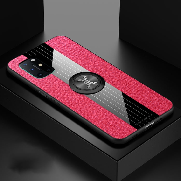 For OnePlus 8T XINLI Stitching Cloth Texture TPU Phone Case with Ring Holder(Red) by XINLI