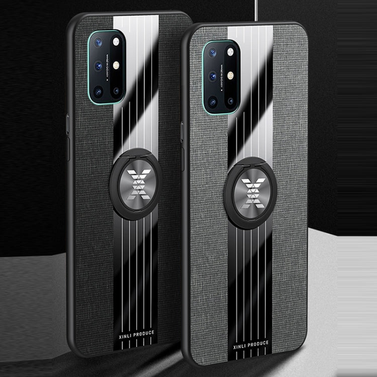 For OnePlus 8T XINLI Stitching Cloth Texture TPU Phone Case with Ring Holder(Blue) by XINLI