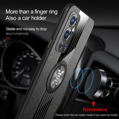 For OnePlus 9 Pro XINLI Stitching Cloth Texture TPU Phone Case with Ring Holder(Blue) by XINLI