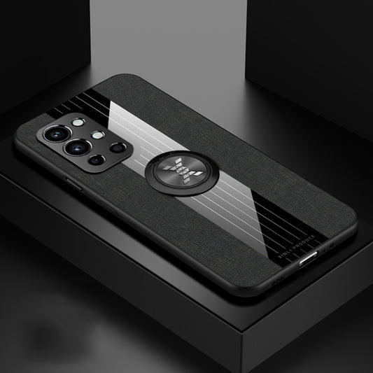 For OnePlus 9R XINLI Stitching Cloth Texture TPU Phone Case with Ring Holder(Black) by XINLI