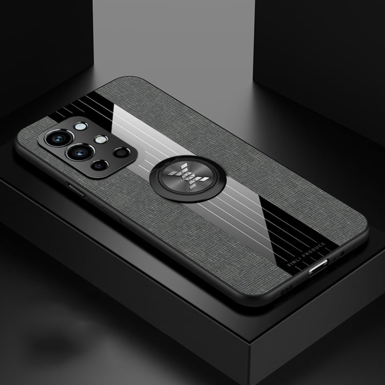 For OnePlus 9R XINLI Stitching Cloth Texture TPU Phone Case with Ring Holder(Grey) by XINLI