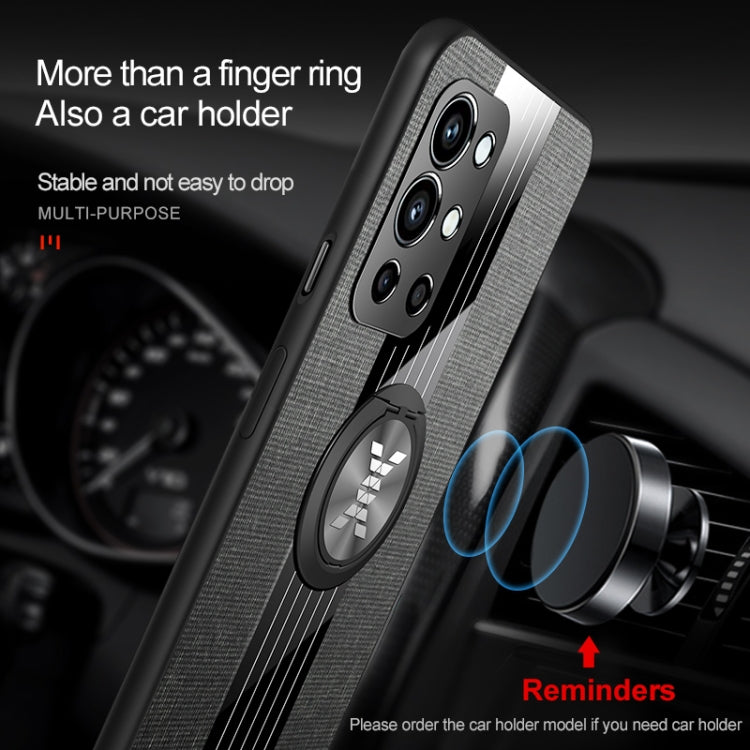 For OnePlus 9R XINLI Stitching Cloth Texture TPU Phone Case with Ring Holder(Grey) by XINLI