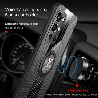 For OnePlus 9R XINLI Stitching Cloth Texture TPU Phone Case with Ring Holder(Blue) by XINLI