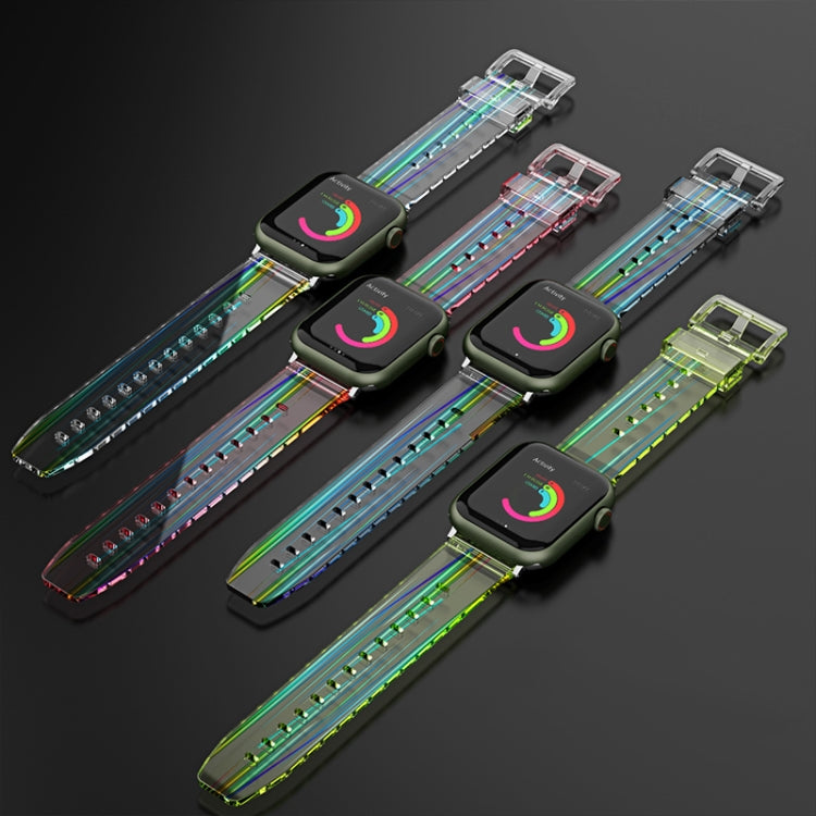Colorful Transparent Silicone Watch Band For Apple Watch Ultra 49mm&Watch Ultra 2 49mm / Series 9&8&7 45mm / SE 3&SE 2&6&SE&5&4 44mm / 3&2&1 42mm(Green) by bashfashion