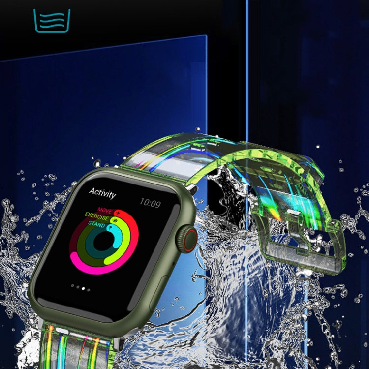 Colorful Transparent Silicone Watch Band For Apple Watch Ultra 49mm&Watch Ultra 2 49mm / Series 9&8&7 45mm / SE 3&SE 2&6&SE&5&4 44mm / 3&2&1 42mm(Green) by bashfashion