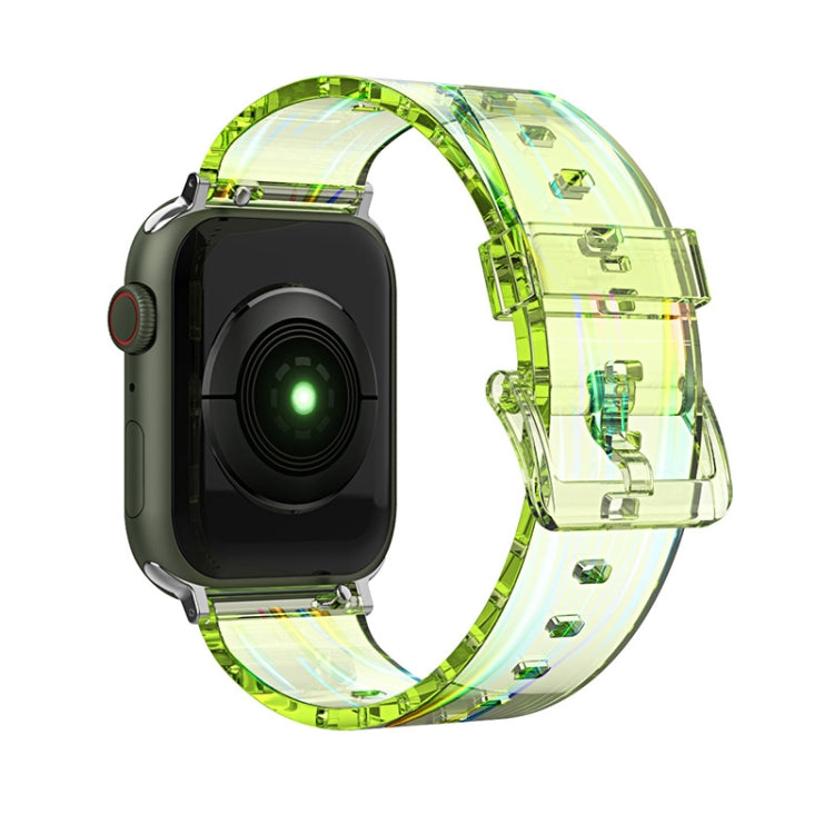 Colorful Transparent Silicone Watch Band For Apple Watch Series 9&8&7 41mm / SE 3&SE 2&6&SE&5&4 40mm / 3&2&1 38mm(Green) by bashfashion