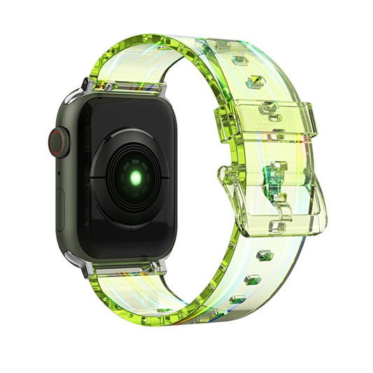 Colorful Transparent Silicone Watch Band For Apple Watch Series 9&8&7 41mm / SE 3&SE 2&6&SE&5&4 40mm / 3&2&1 38mm(Green) by bashfashion