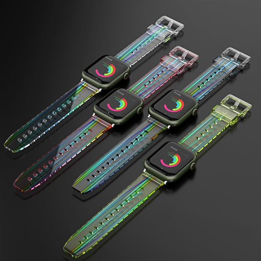 Colorful Transparent Silicone Watch Band For Apple Watch Series 9&8&7 41mm / SE 3&SE 2&6&SE&5&4 40mm / 3&2&1 38mm(Transparent) by bashfashion
