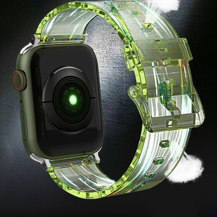 Colorful Transparent Silicone Watch Band For Apple Watch Series 9&8&7 41mm / SE 3&SE 2&6&SE&5&4 40mm / 3&2&1 38mm(Green) by bashfashion