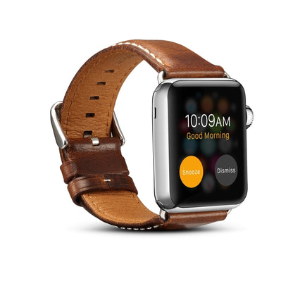 For Apple Watch Series 7 41mm / 6 & SE & 5 & 4 40mm / 3 & 2 & 1 38mm Oil Wax Retro Cowhide Strap Watch Band(Brown) by bashfashion