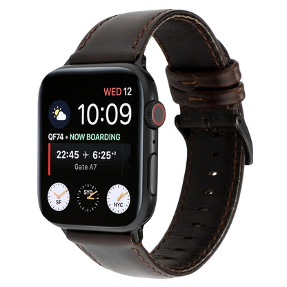 For Apple Watch Series 9&8&7 41mm / SE 3&SE 2&6&SE&5&4 40mm / 3&2&1 38mm Oil Wax Crazy Horse Texture Genuine Leather Watch Band(Coffee) by bashfashion