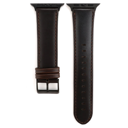 For Apple Watch Series 9&8&7 41mm / SE 3&SE 2&6&SE&5&4 40mm / 3&2&1 38mm Oil Wax Crazy Horse Texture Genuine Leather Watch Band(Coffee) by bashfashion