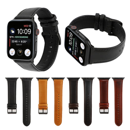 For Apple Watch Series 9&8&7 41mm / SE 3&SE 2&6&SE&5&4 40mm / 3&2&1 38mm Oil Wax Crazy Horse Texture Genuine Leather Watch Band(Red-brown) by bashfashion