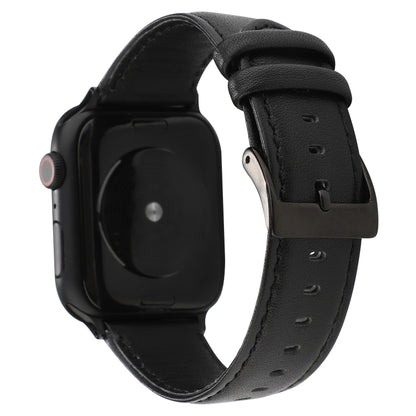 For Apple Watch Series 7 45mm / 6 & SE & 5 & 4 44mm / 3 & 2 & 1 42mm Oil Wax Crazy Horse Texture Genuine Leather Watch Band(Black) by bashfashion