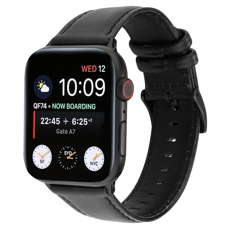 For Apple Watch Series 7 45mm / 6 & SE & 5 & 4 44mm / 3 & 2 & 1 42mm Oil Wax Crazy Horse Texture Genuine Leather Watch Band(Black) by bashfashion