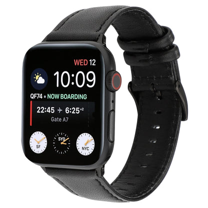 For Apple Watch Series 7 45mm / 6 & SE & 5 & 4 44mm / 3 & 2 & 1 42mm Oil Wax Crazy Horse Texture Genuine Leather Watch Band(Black) by bashfashion