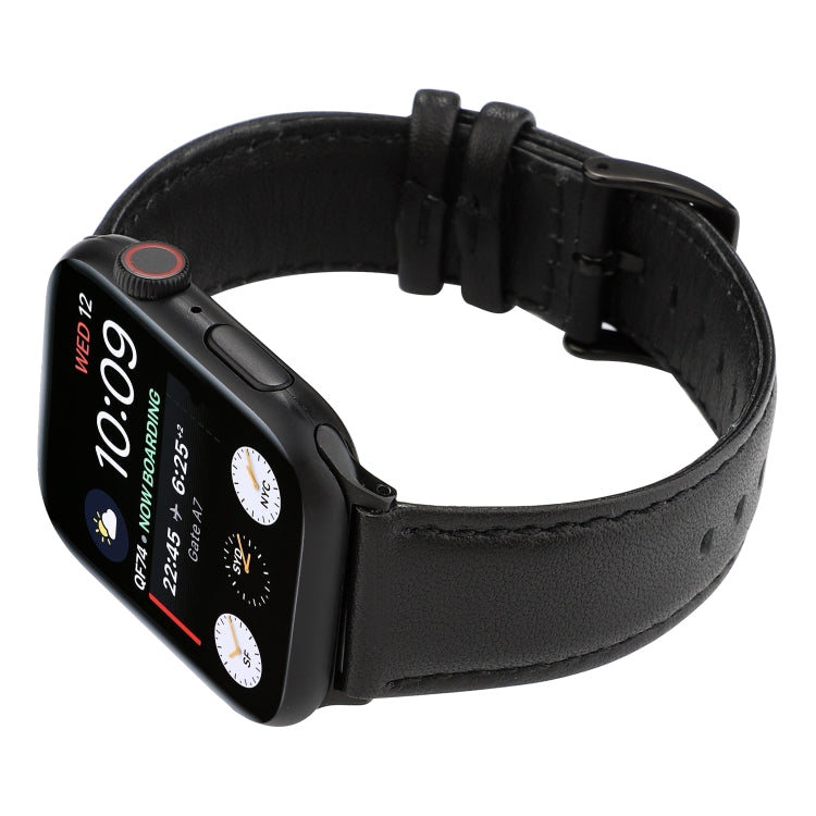 For Apple Watch Series 7 45mm / 6 & SE & 5 & 4 44mm / 3 & 2 & 1 42mm Oil Wax Crazy Horse Texture Genuine Leather Watch Band(Black) by bashfashion