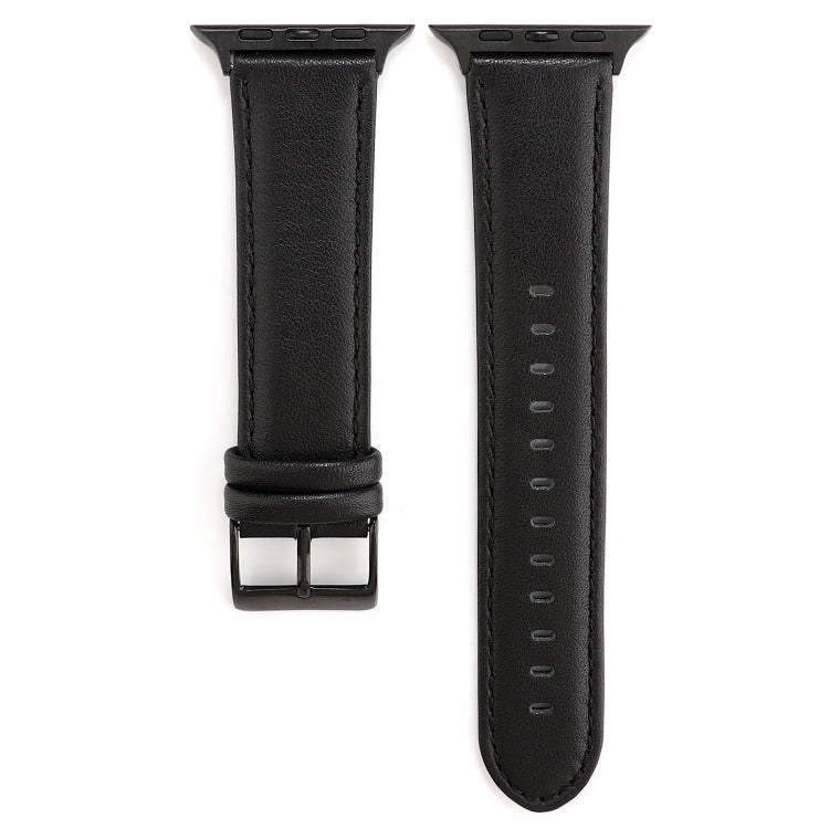 For Apple Watch Series 7 45mm / 6 & SE & 5 & 4 44mm / 3 & 2 & 1 42mm Oil Wax Crazy Horse Texture Genuine Leather Watch Band(Black) by bashfashion