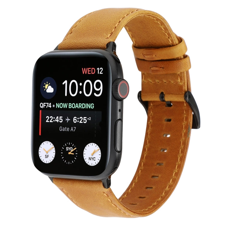 For Apple Watch Series 7 45mm / 6 & SE & 5 & 4 44mm / 3 & 2 & 1 42mm Oil Wax Crazy Horse Texture Genuine Leather Watch Band(Light Brown) by bashfashion