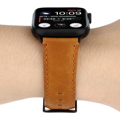 For Apple Watch Series 7 45mm / 6 & SE & 5 & 4 44mm / 3 & 2 & 1 42mm Oil Wax Crazy Horse Texture Genuine Leather Watch Band(Light Brown) by bashfashion