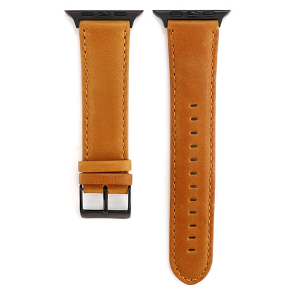 For Apple Watch Series 7 45mm / 6 & SE & 5 & 4 44mm / 3 & 2 & 1 42mm Oil Wax Crazy Horse Texture Genuine Leather Watch Band(Light Brown) by bashfashion