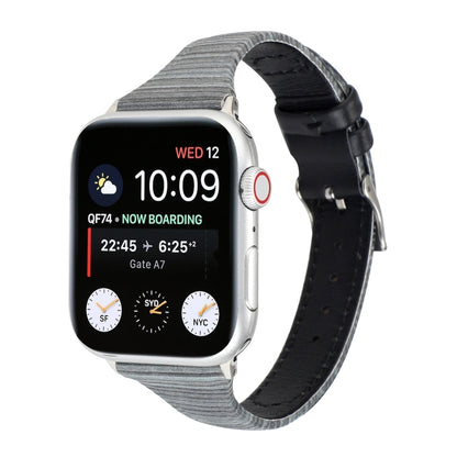 For Apple Watch Series 9&8&7 41mm / SE 3&SE 2&6&SE&5&4 40mm / 3&2&1 38mm Stitching Stripes Genuine Leather Watch Band Watch Band(Black) by bashfashion