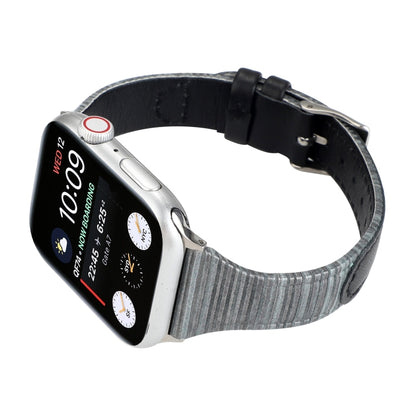 For Apple Watch Ultra 49mm&Watch Ultra 2 49mm / Series 9&8&7 45mm / SE 3&SE 2&6&SE&5&4 44mm / 3&2&1 42mm Stitching Stripes Genuine Leather Watch Band Watch Band(Black) by bashfashion