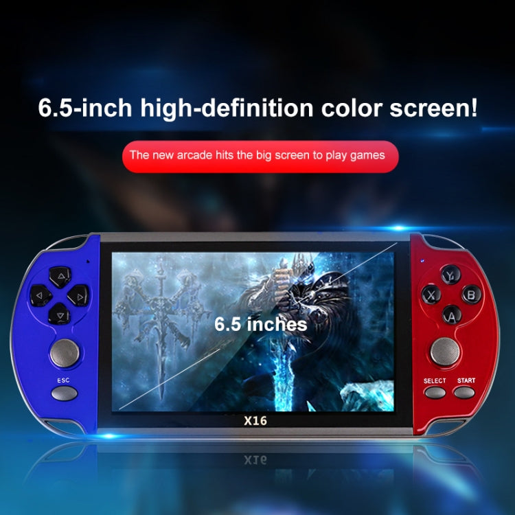 X16 6.5 inch Screen Classic Handheld Game Console with 8GB Memory(Blue+Red) by bashfashion