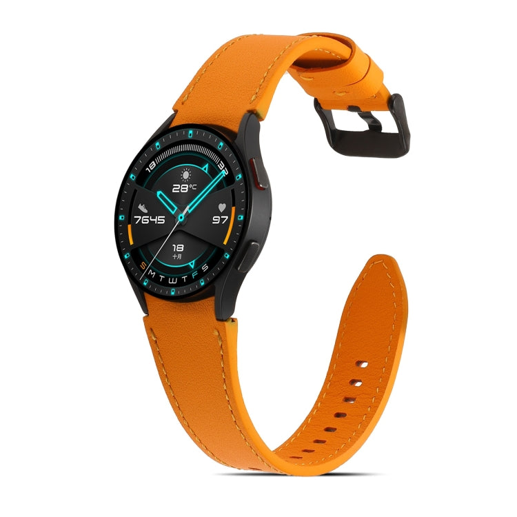 For Samsung Galaxy Watch4 40mm/44mm Double-sided Leather Watch Band(Orange) by bashfashion