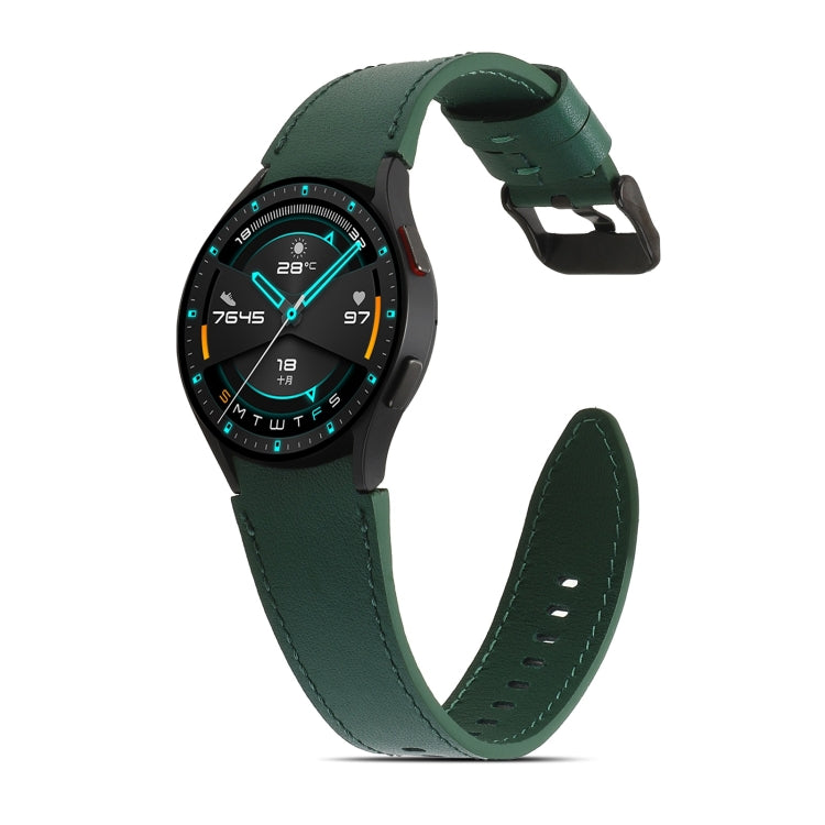 For Samsung Galaxy Watch4 40mm/44mm Double-sided Leather Watch Band(Green) by bashfashion