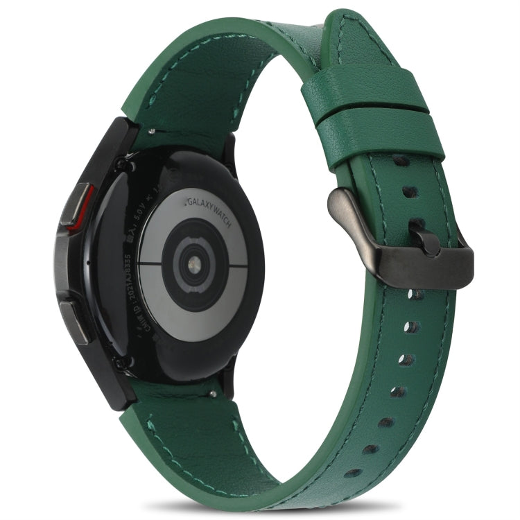 For Samsung Galaxy Watch4 40mm/44mm Double-sided Leather Watch Band(Green) by bashfashion