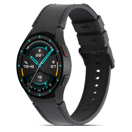 For Samsung Galaxy Watch4 40mm/44mm Double-sided Leather Watch Band(Black) by bashfashion