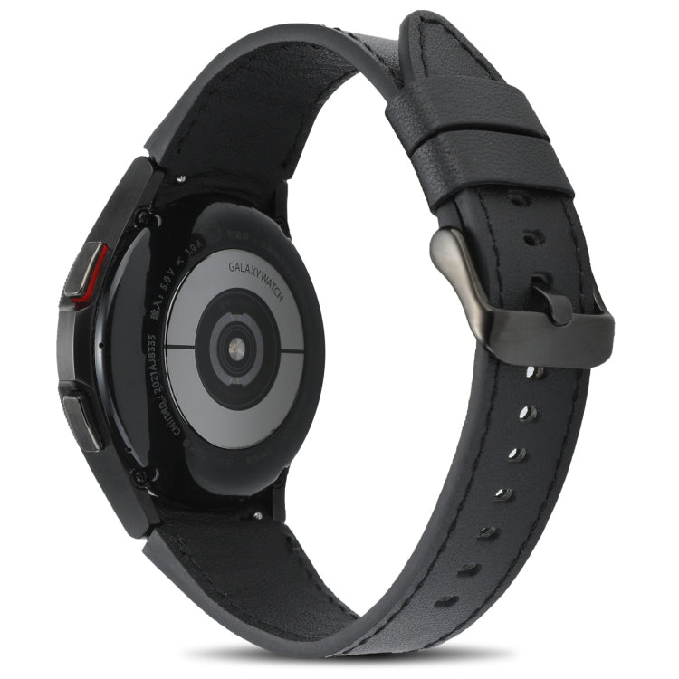 For Samsung Galaxy Watch4 40mm/44mm Double-sided Leather Watch Band(Black) by bashfashion