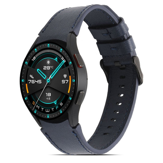 For Samsung Galaxy Watch4 40mm/44mm Double-sided Leather Watch Band(Dark Blue) by bashfashion