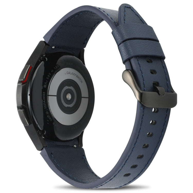 For Samsung Galaxy Watch4 40mm/44mm Double-sided Leather Watch Band(Dark Blue) by bashfashion