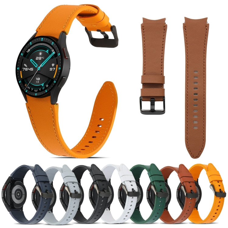 For Samsung Galaxy Watch4 40mm/44mm Double-sided Leather Watch Band(Orange) by bashfashion