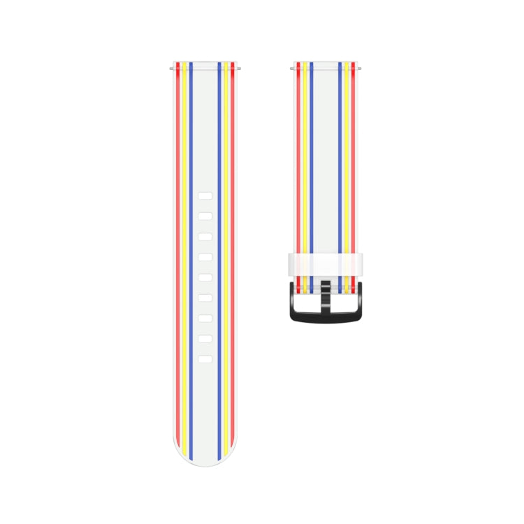 22mm Stripe Silicone Watch Band(White) by bashfashion