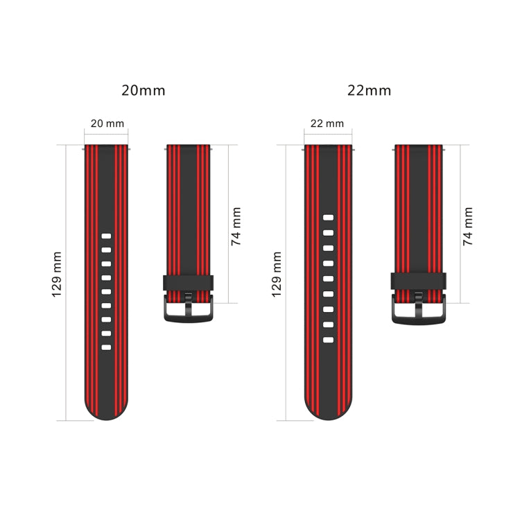 22mm Stripe Silicone Watch Band(White) by bashfashion